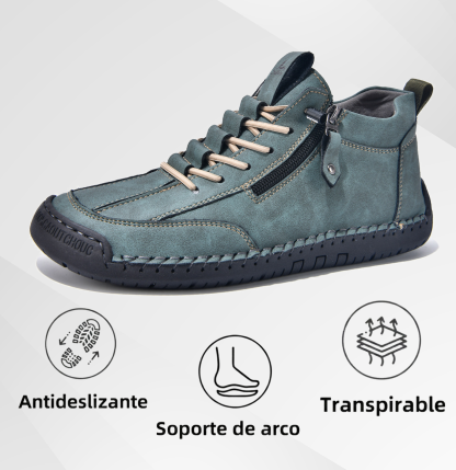 (🔥 ¡50% de descuento - No te lo pierdas!) Zapatos de piel "Cero Fatiga": Cremallera lateral, soporte plantar y suela antideslizante – su diseño ergonómico alivia la fatiga - unisex