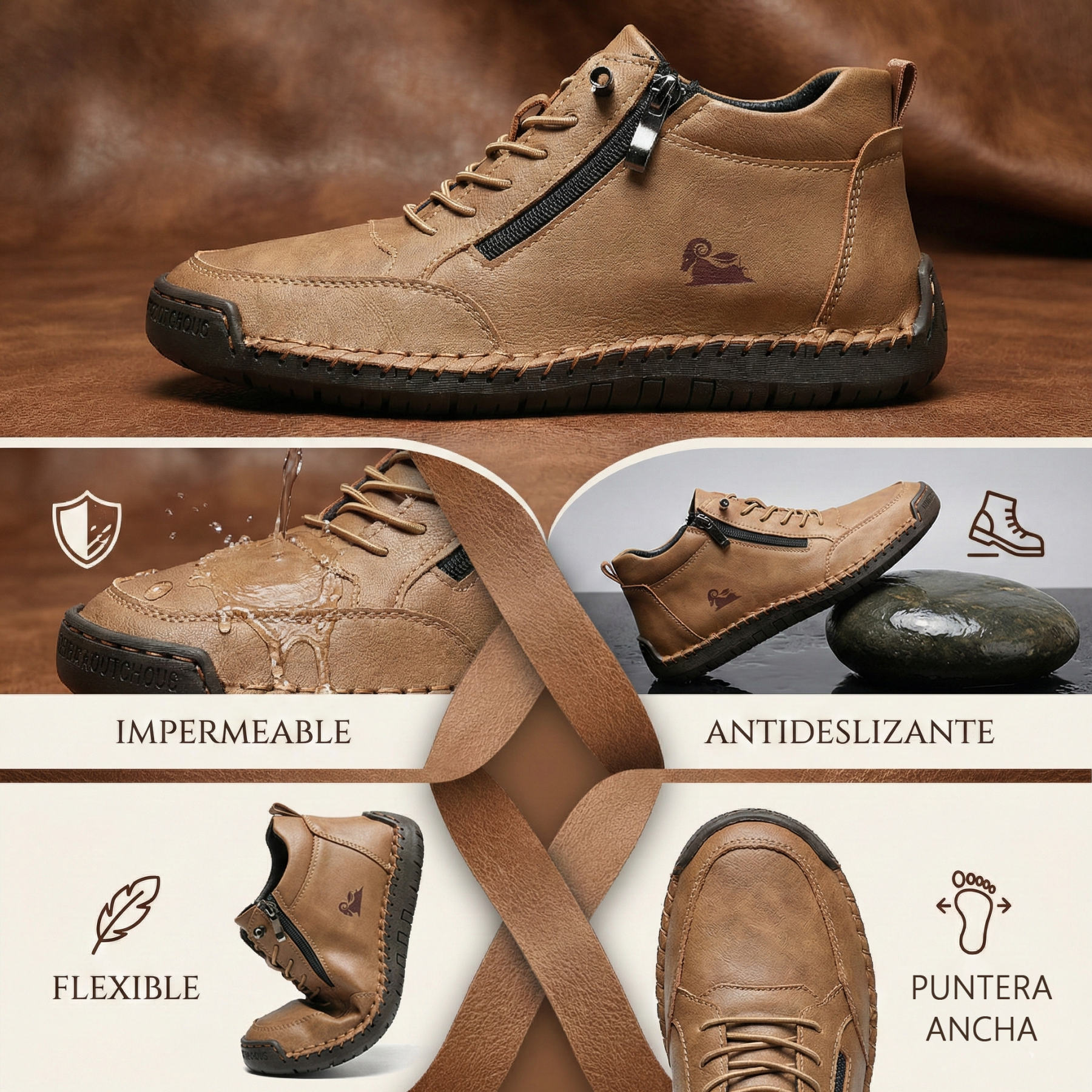 🔥 -50% DTO. | Zapatos Ergonómicos de Piel Premium 👞 Antideslizantes e Impermeables (Soporte Plantar, Unisex)