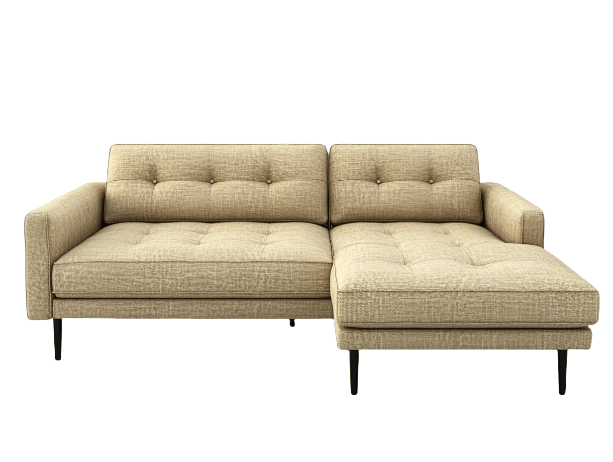 Divano angolare modulare in poliestere beige, 230 cm x 150 cm x 85 cm