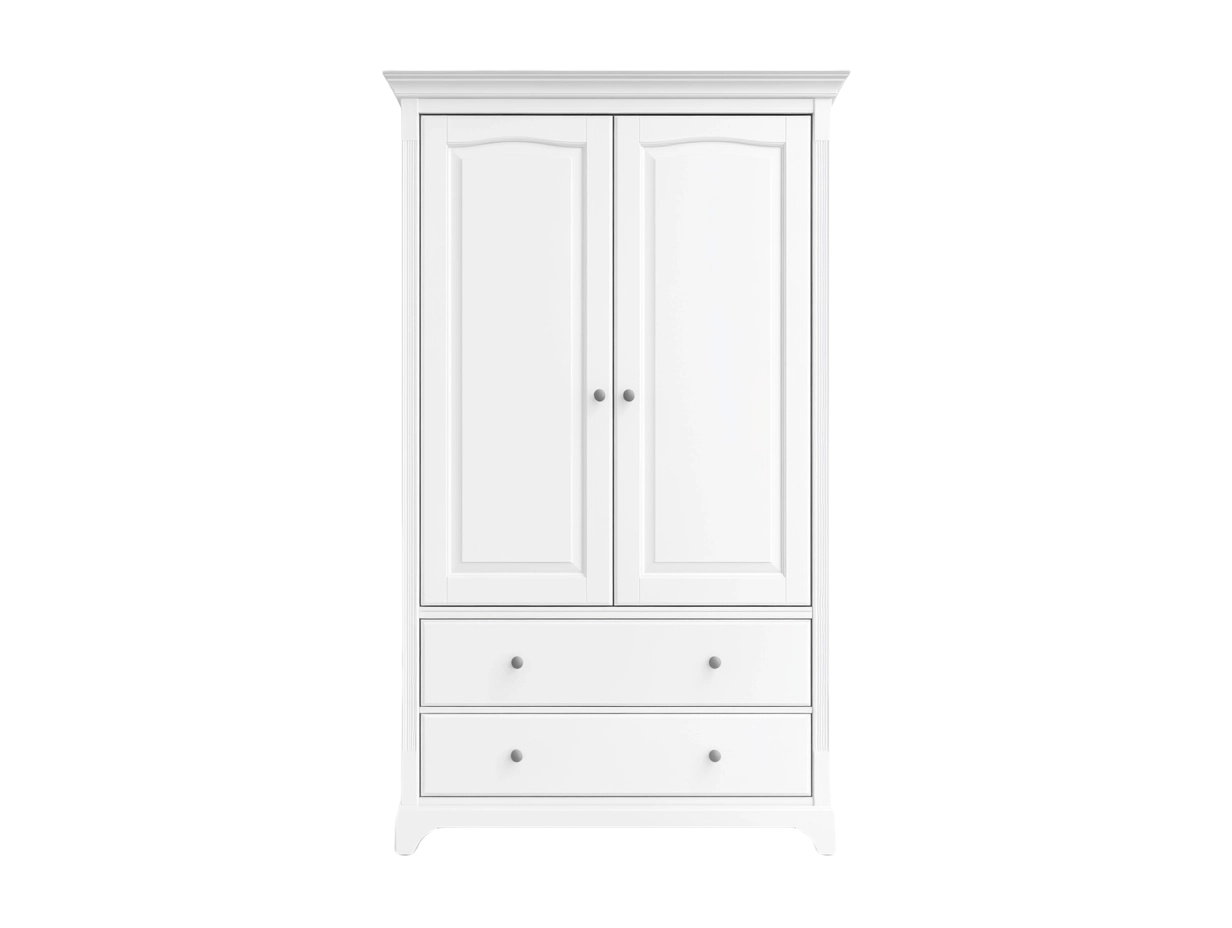 Guardaroba a 2 Ante in MDF Bianco con 2 Cassetti, Dimensioni 180x80x50 cm