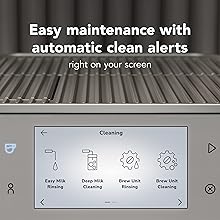 Close up of “Clean Me” light on the KF8 Espresso Machine