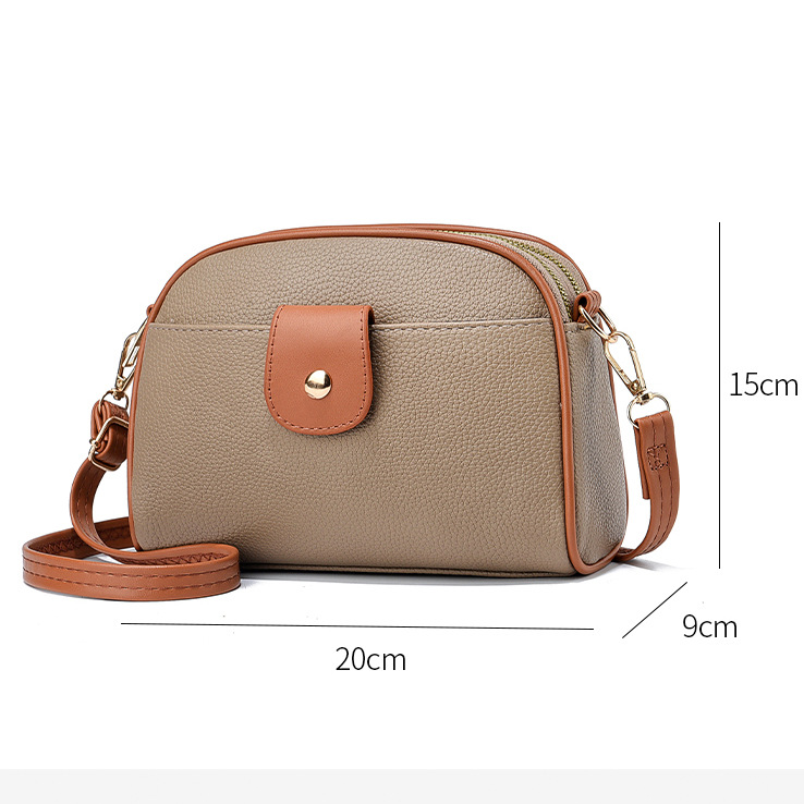 Simple Small Crossbody Bag, Women Double Zipper Shoulder Bag