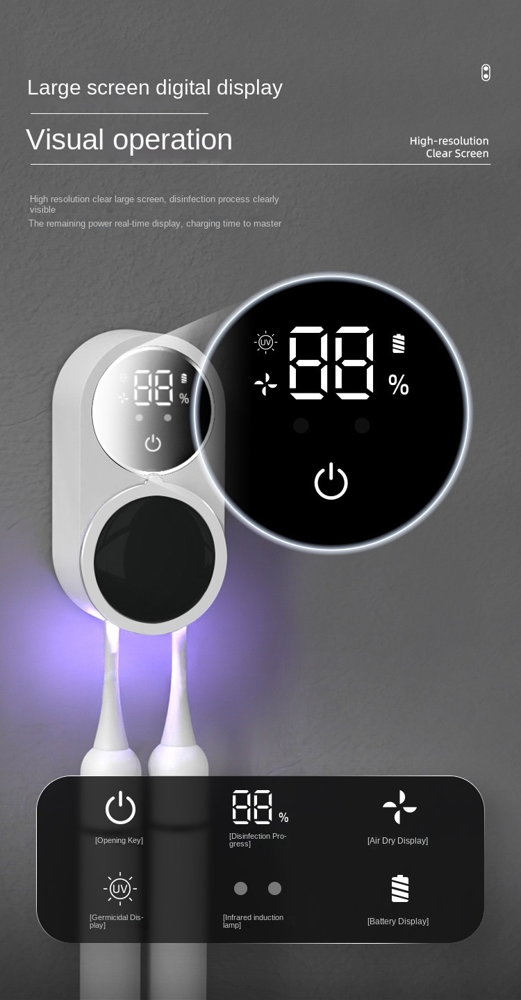 5DSmart Home Automatic Sensor Dual Toothbrush Sanitizer Box with UVC Ultraviolet Light