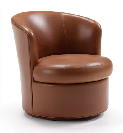 Fauteuil en cuir véritable 85x80x75 cm - marron - design moderne-Dwellingora
