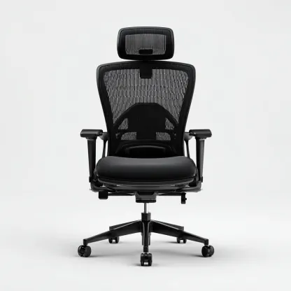 Chaise de bureau ergonomique - maille respirante noire 51x50x130 cm - dossier haut avec appui-tête réglable - soutien lombaire ajustable-Dwellingora