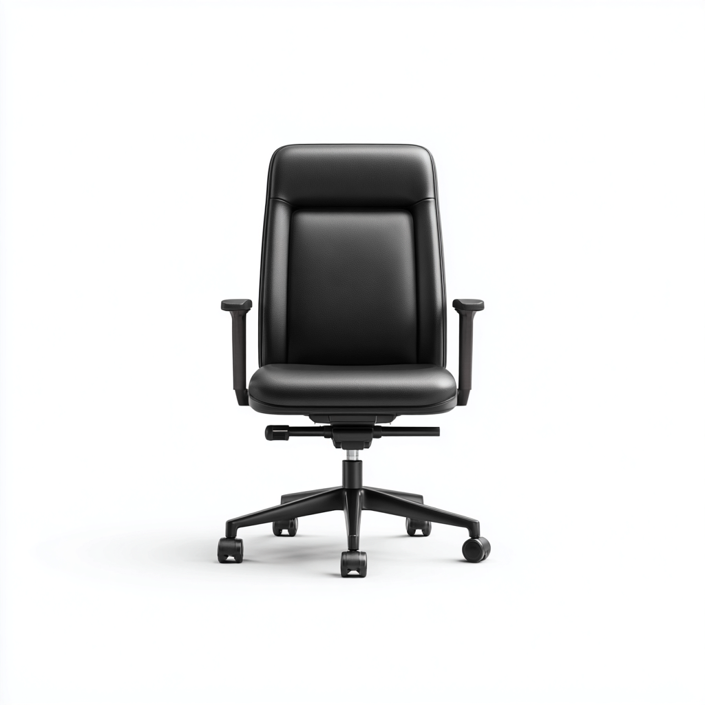 Chaise de bureau ergonomique - simili cuir noir - 52x50x115 cm - dossier moyen et accoudoirs réglables-Dwellingora