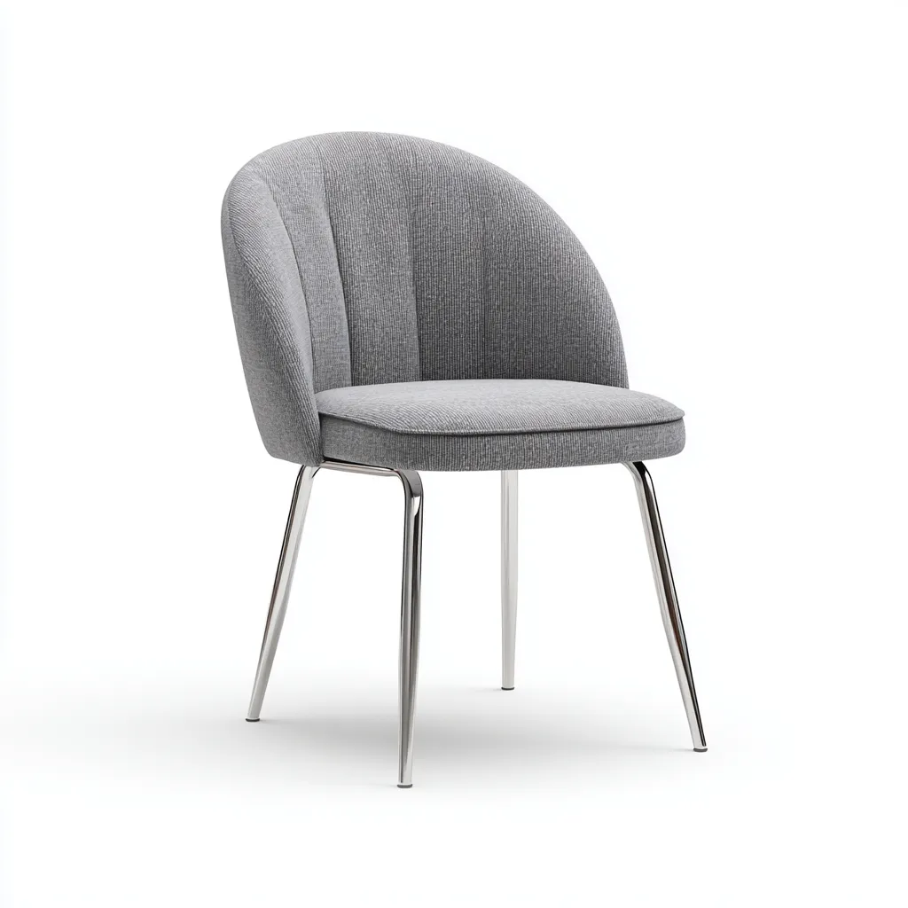 Chaise de salle à manger - tissu gris 50x54x82 cm - pieds en métal chromé - dossier capitonné arrondi-Dwellingora