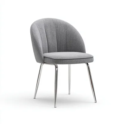 Chaise de salle à manger - tissu gris 50x54x82 cm - pieds en métal chromé - dossier capitonné arrondi-Dwellingora