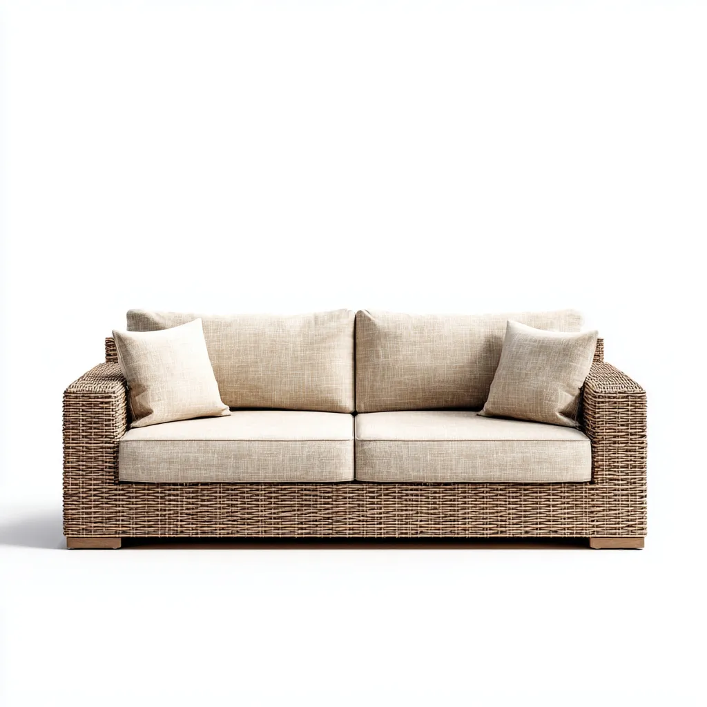 Canapé de jardin trois places en rotin synthétique 200x85x85 cm - rotin brun/beige - style moderne naturel-Dwellingora