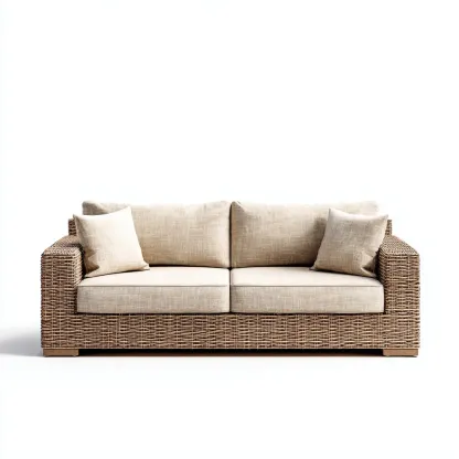 Canapé de jardin trois places en rotin synthétique 200x85x85 cm - rotin brun/beige - style moderne naturel-Dwellingora