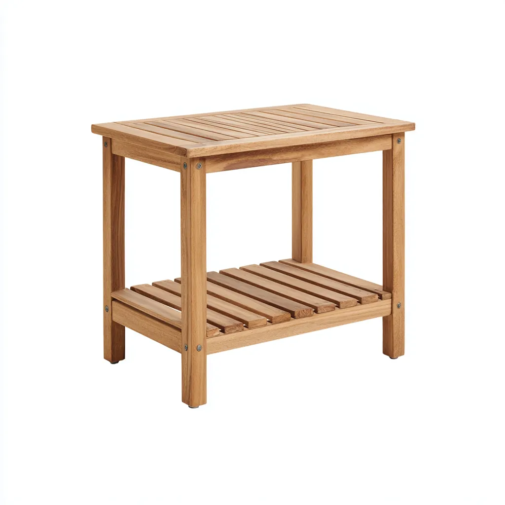 Table d'appoint rectangulaire en bois à étagère inférieure 60x40x55 cm - chêne clair - style naturel-Dwellingora