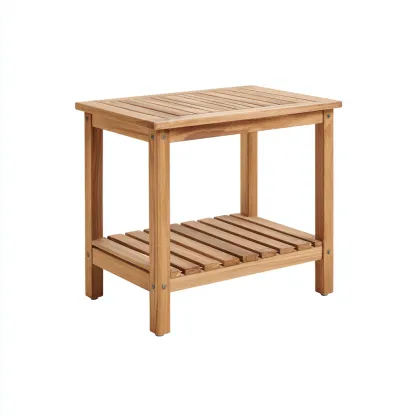 Table d'appoint rectangulaire en bois à étagère inférieure 60x40x55 cm - chêne clair - style naturel-Dwellingora