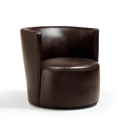 Fauteuil en cuir véritable 82x78x75 cm - brun foncé - design moderne-Dwellingora