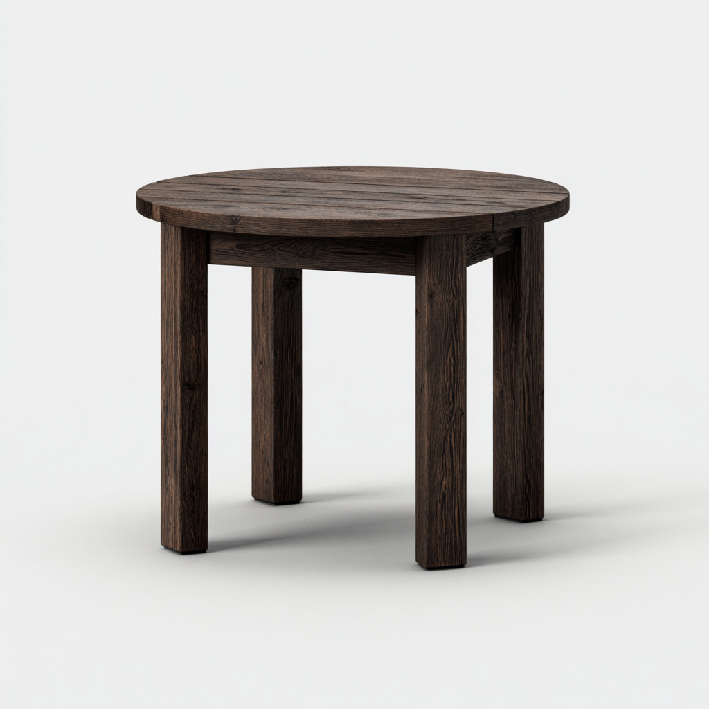 Table d'appoint ronde en chêne 50x50x55 cm - chêne foncé - style rustique-Dwellingora