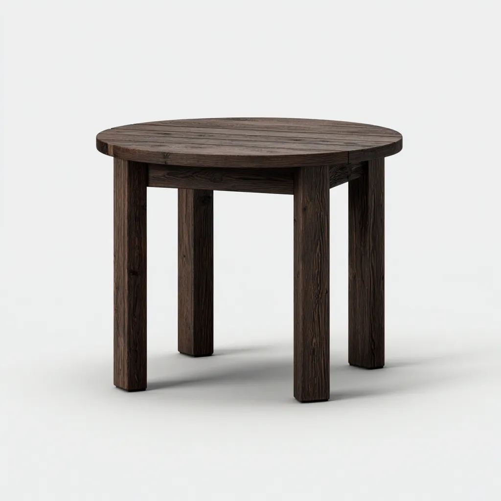 Table d'appoint ronde en chêne 50x50x55 cm - chêne foncé - style rustique-Dwellingora