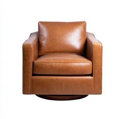 Fauteuil en cuir véritable 86x83x88 cm - brun - design contemporain-Dwellingora