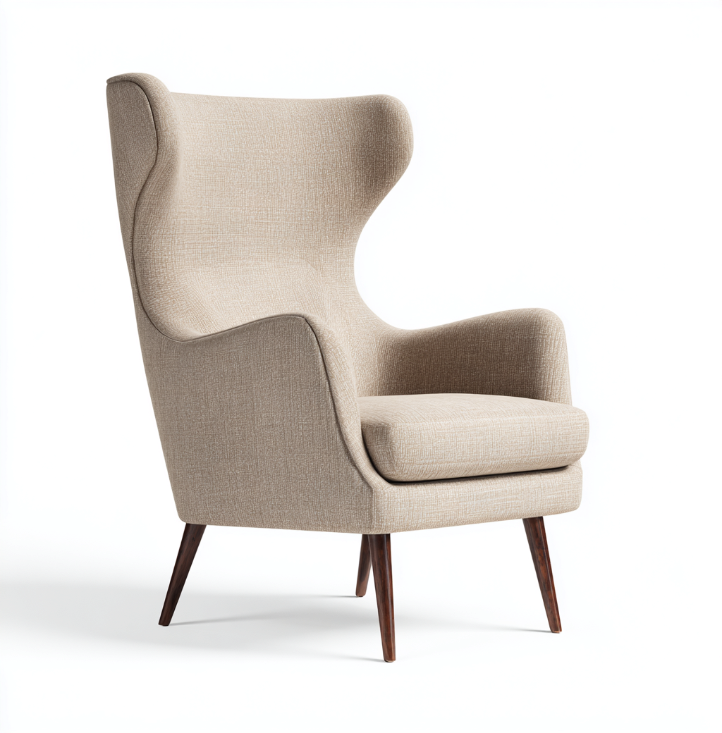 Fauteuil en tissu 80x85x105 cm - beige clair - style moderne à dossier haut-Dwellingora