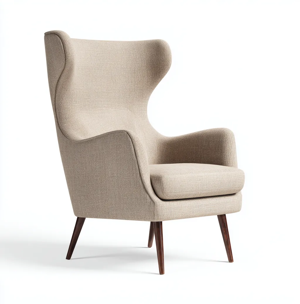 Fauteuil en tissu 80x85x105 cm - beige clair - style moderne à dossier haut-Dwellingora
