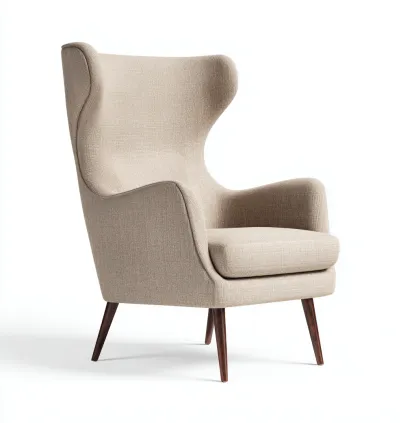 Fauteuil en tissu 80x85x105 cm - beige clair - style moderne à dossier haut-Dwellingora