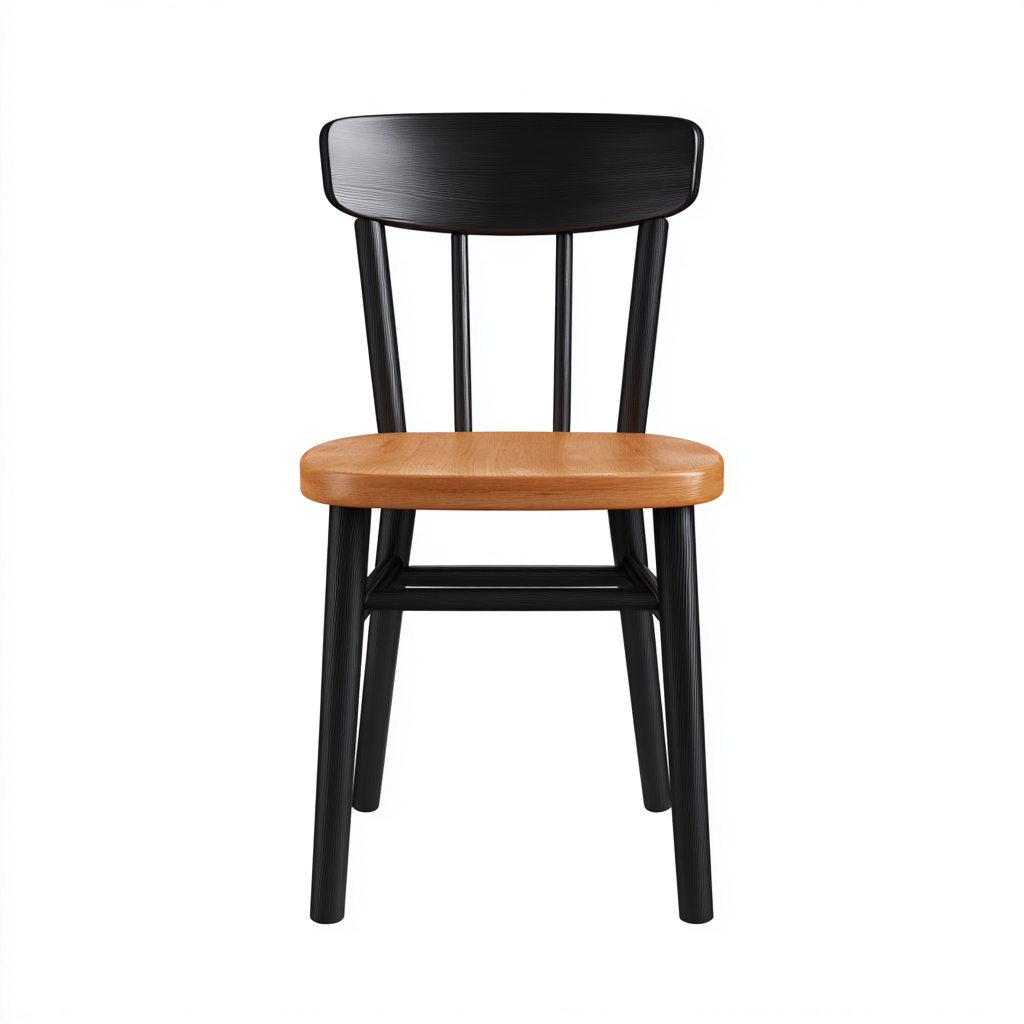 Chaise de salle à manger - structure en bois noir et assise en bois clair - 44x49x85 cm - style bistrot scandinave-Dwellingora