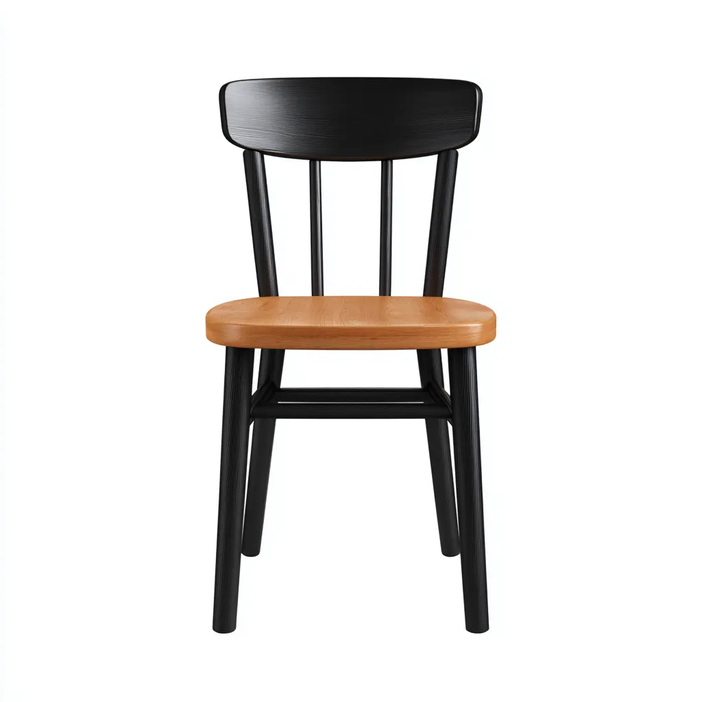 Chaise de salle à manger - structure en bois noir et assise en bois clair - 44x49x85 cm - style bistrot scandinave-Dwellingora