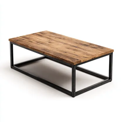 Table basse industrielle - chêne clair et structure métallique noire - 135x70x45 cm - style loft contemporain-Dwellingora