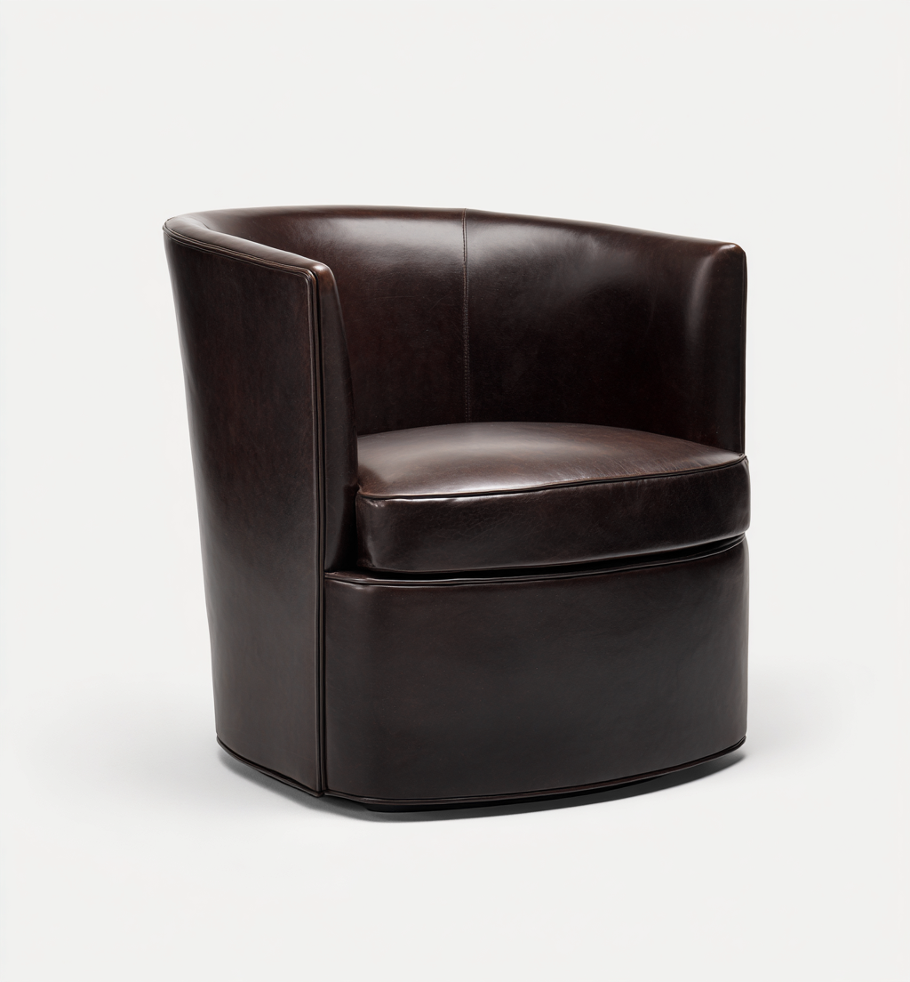 Fauteuil en cuir véritable 83x79x76 cm - brun foncé - design contemporain-Dwellingora