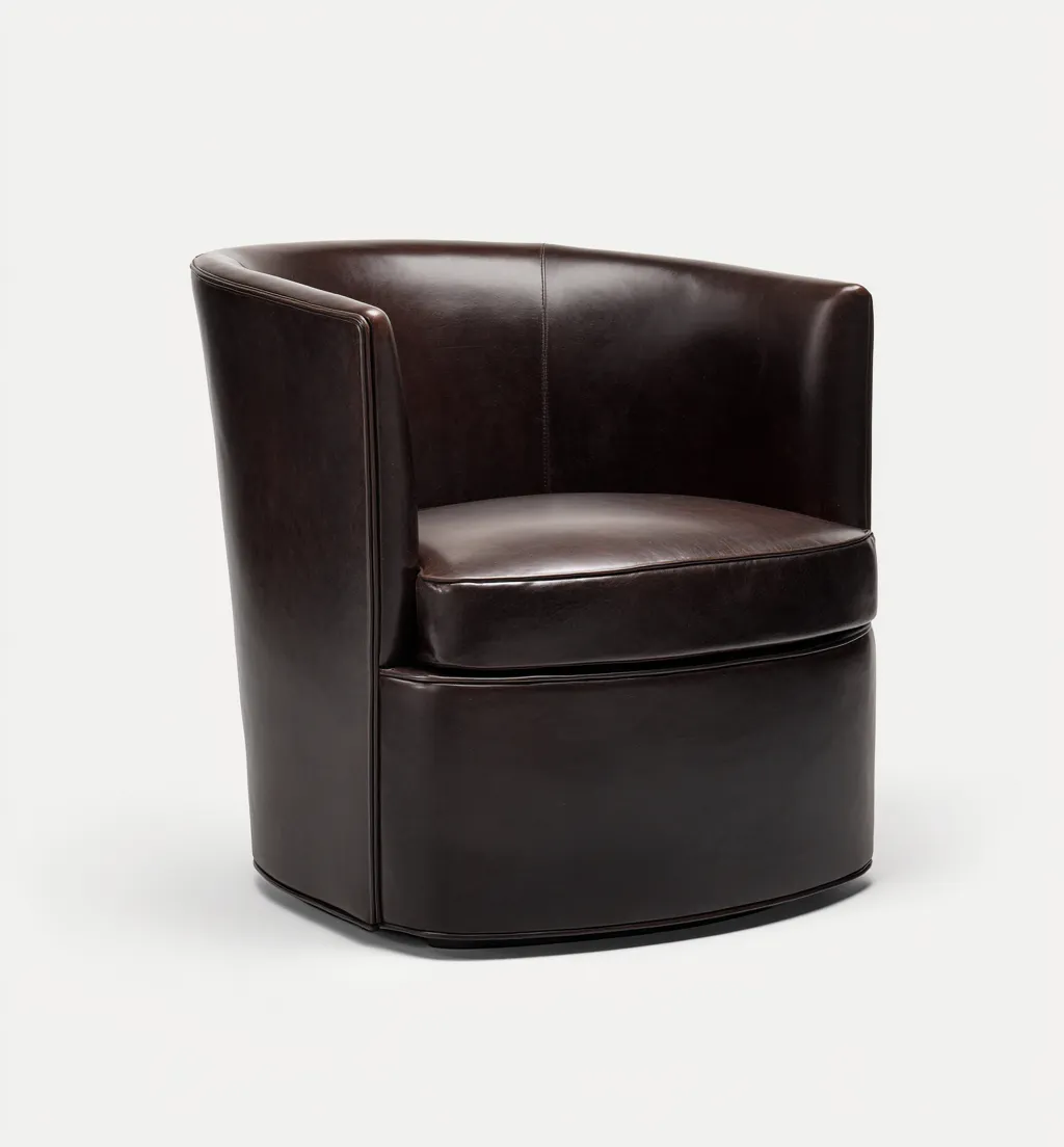 Fauteuil en cuir véritable 83x79x76 cm - brun foncé - design contemporain-Dwellingora