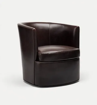 Fauteuil en cuir véritable 83x79x76 cm - brun foncé - design contemporain-Dwellingora