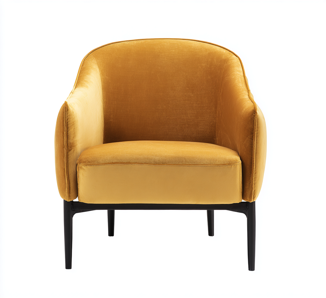 Fauteuil en tissu 78x77x82 cm - jaune moutarde - style moderne minimaliste-Dwellingora