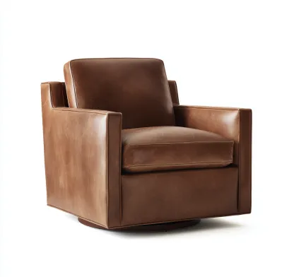Fauteuil en cuir véritable 88x82x90 cm - brun - style moderne-Dwellingora