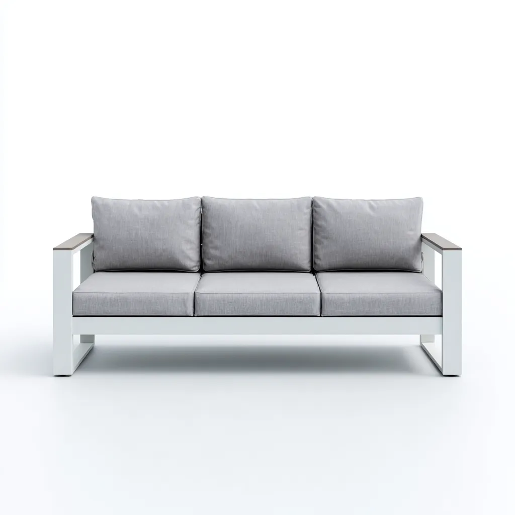 Canapé de jardin trois places en aluminium 195x80x85 cm - blanc/gris clair - design moderne épuré-Dwellingora