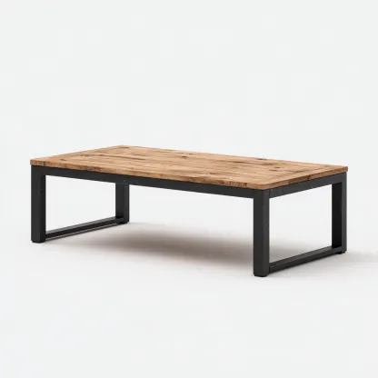 Table basse en chêne et métal 125x65x45 cm - chêne naturel/noir - style industriel-Dwellingora