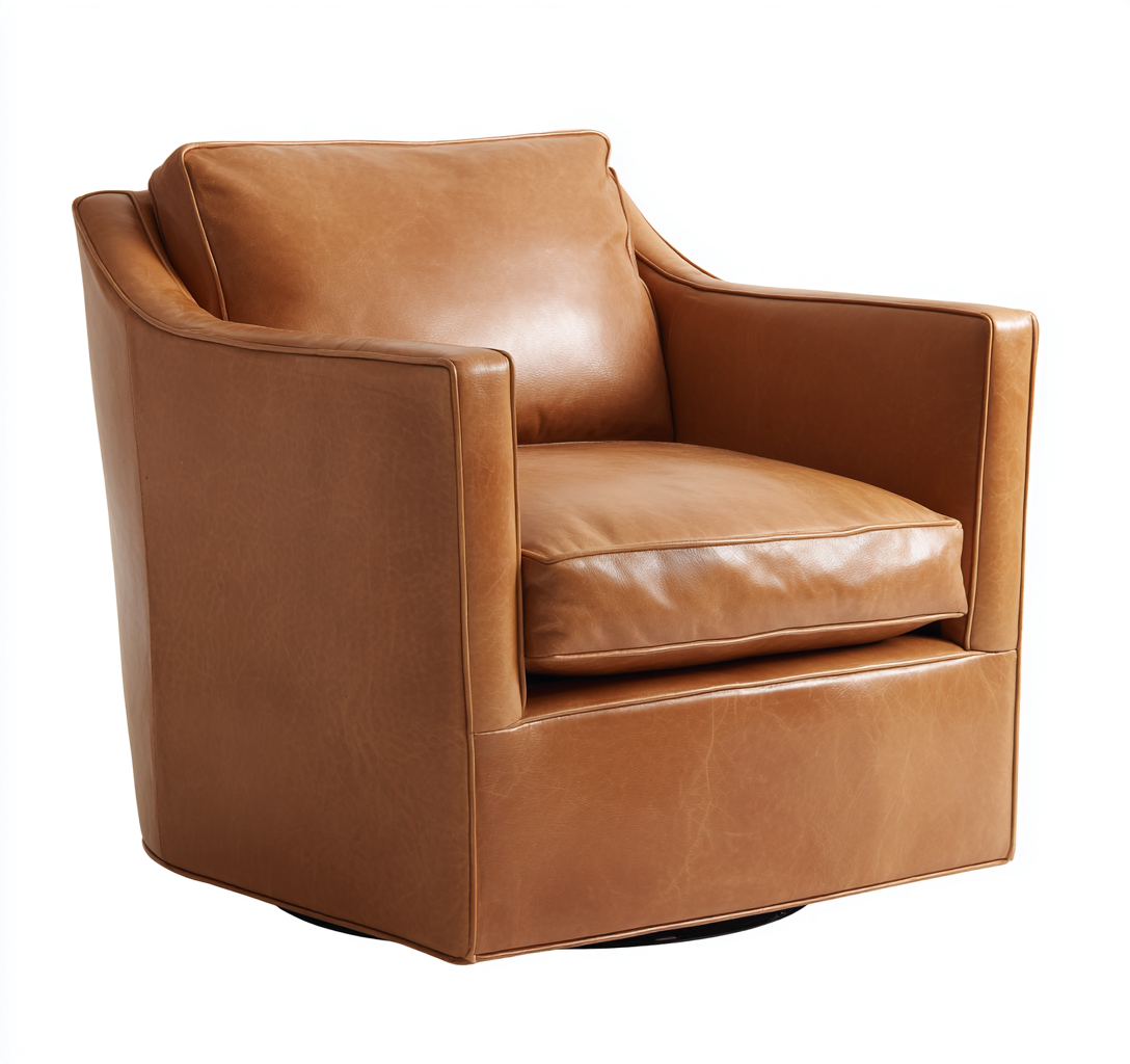 Fauteuil en cuir véritable 88x82x88 cm - brun clair - style moderne-Dwellingora