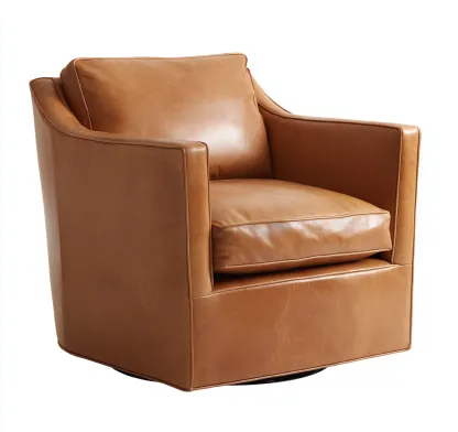 Fauteuil en cuir véritable 88x82x88 cm - brun clair - style moderne-Dwellingora