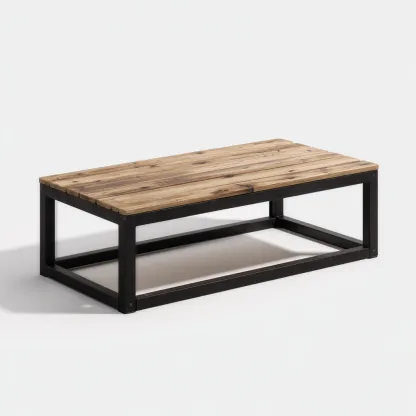 Table basse en chêne et métal 135x65x42 cm - chêne naturel/noir - style industriel-Dwellingora