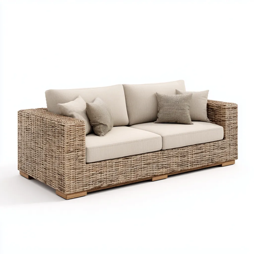 Canapé de jardin deux places en rotin synthétique 175x85x85 cm - rotin naturel/beige - style contemporain chaleureux-Dwellingora