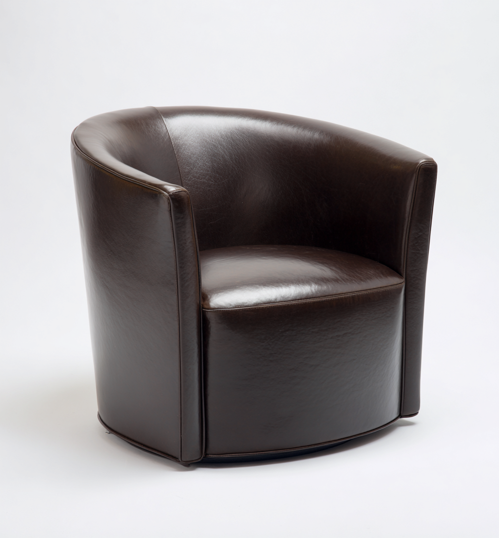 Fauteuil en cuir véritable 85x80x75 cm - marron foncé - design contemporain pivotant-Dwellingora