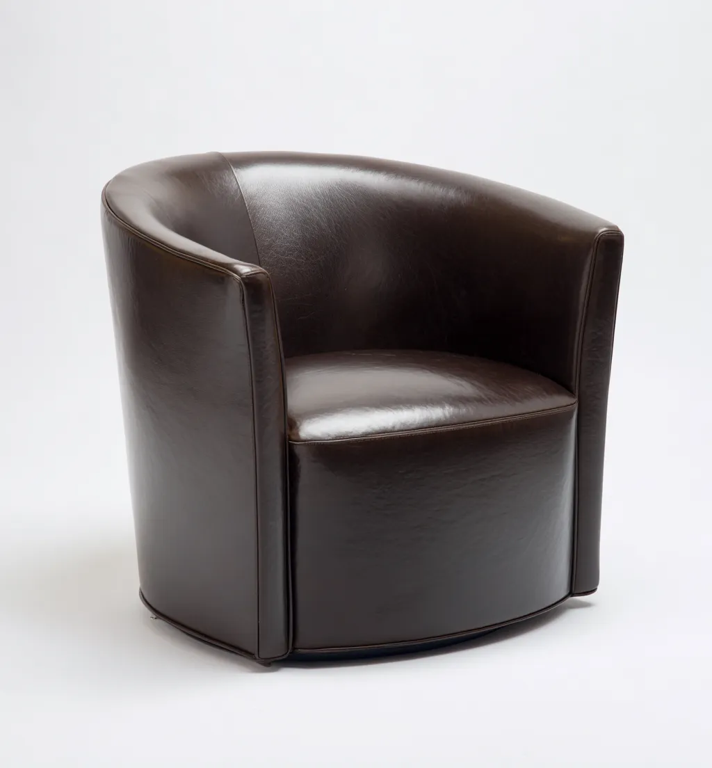 Fauteuil en cuir véritable 85x80x75 cm - marron foncé - design contemporain pivotant-Dwellingora