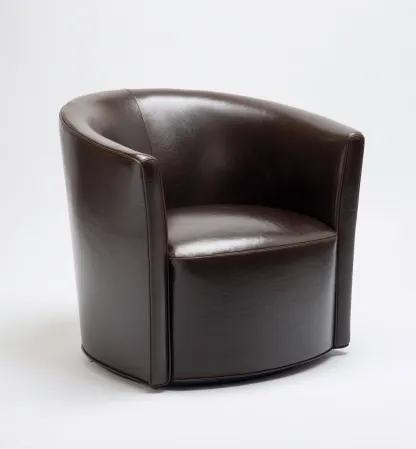 Fauteuil en cuir véritable 85x80x75 cm - marron foncé - design contemporain pivotant-Dwellingora