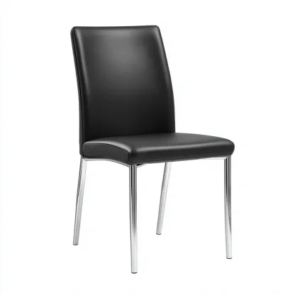 Chaise de salle à manger - assise en cuir synthétique noir et pieds chromés - style contemporain 47x55x85 cm-Dwellingora