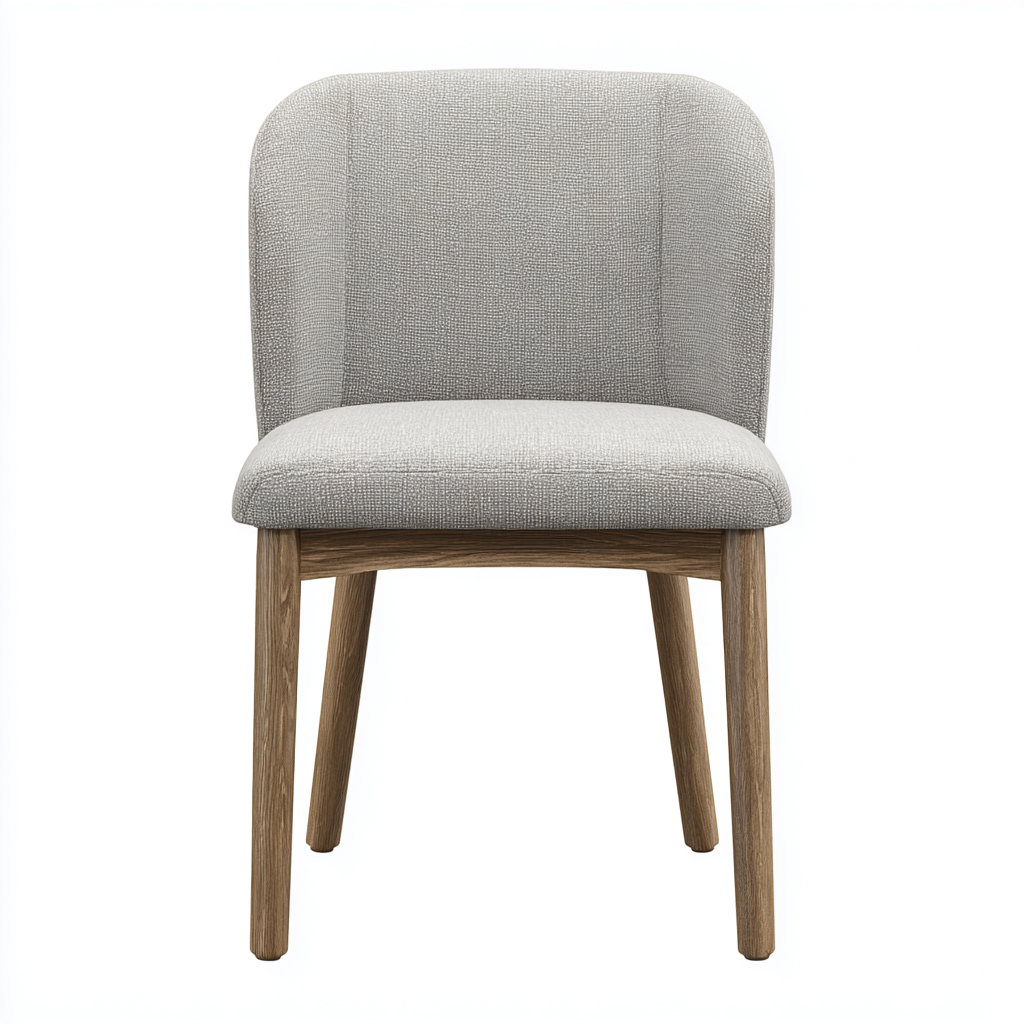 Chaise de salle à manger - tissu beige clair et pieds en bois naturel - 48x51x82 cm - style contemporain et assise rembourrée-Dwellingora