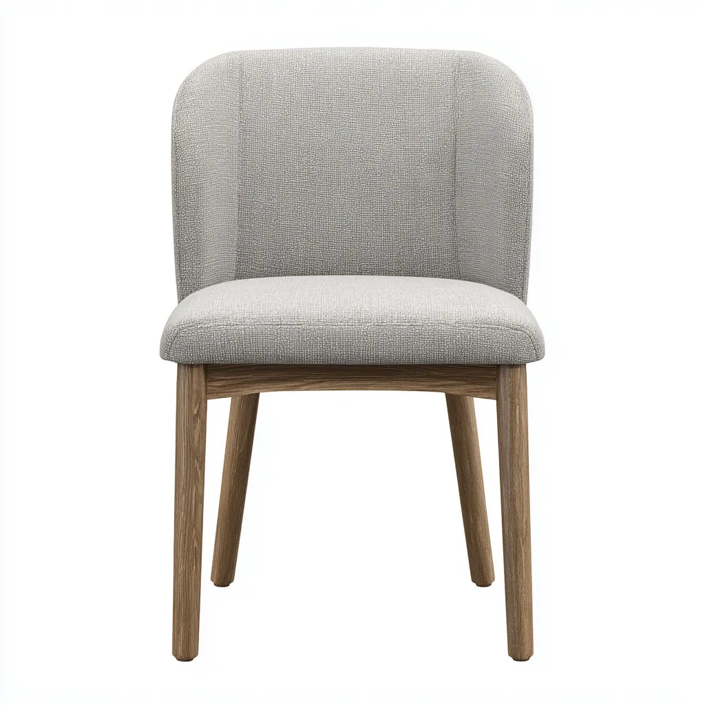 Chaise de salle à manger - tissu beige clair et pieds en bois naturel - 48x51x82 cm - style contemporain et assise rembourrée-Dwellingora