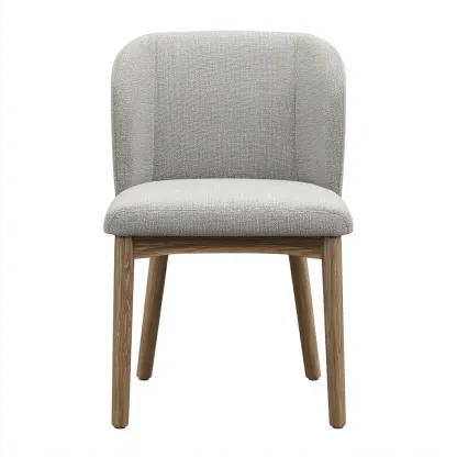 Chaise de salle à manger - tissu beige clair et pieds en bois naturel - 48x51x82 cm - style contemporain et assise rembourrée-Dwellingora