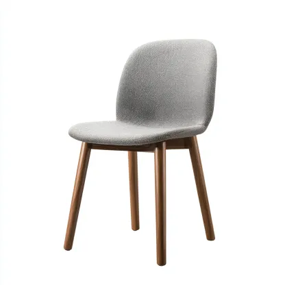 Chaise de salle à manger - tissu gris clair et pieds en bois naturel - 47x52x83 cm - design scandinave et confort moderne-Dwellingora