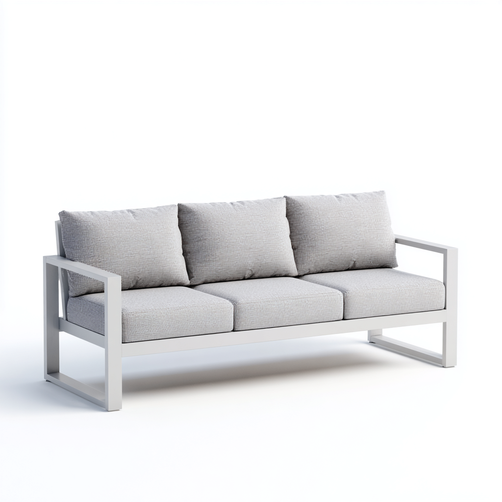 Canapé de jardin 3 places en aluminium 200x85x85 cm - gris clair/gris - style moderne et résistant-Dwellingora