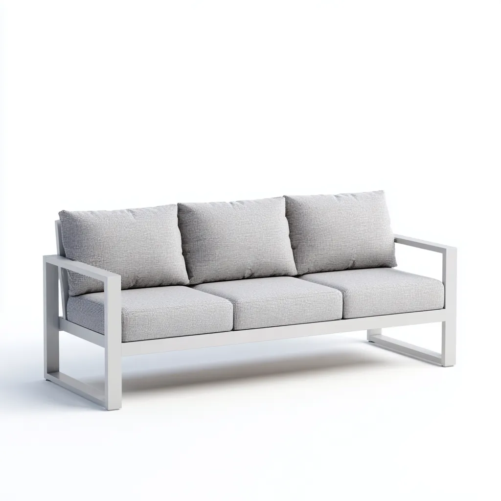 Canapé de jardin 3 places en aluminium 200x85x85 cm - gris clair/gris - style moderne et résistant-Dwellingora