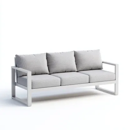 Canapé de jardin 3 places en aluminium 200x85x85 cm - gris clair/gris - style moderne et résistant-Dwellingora