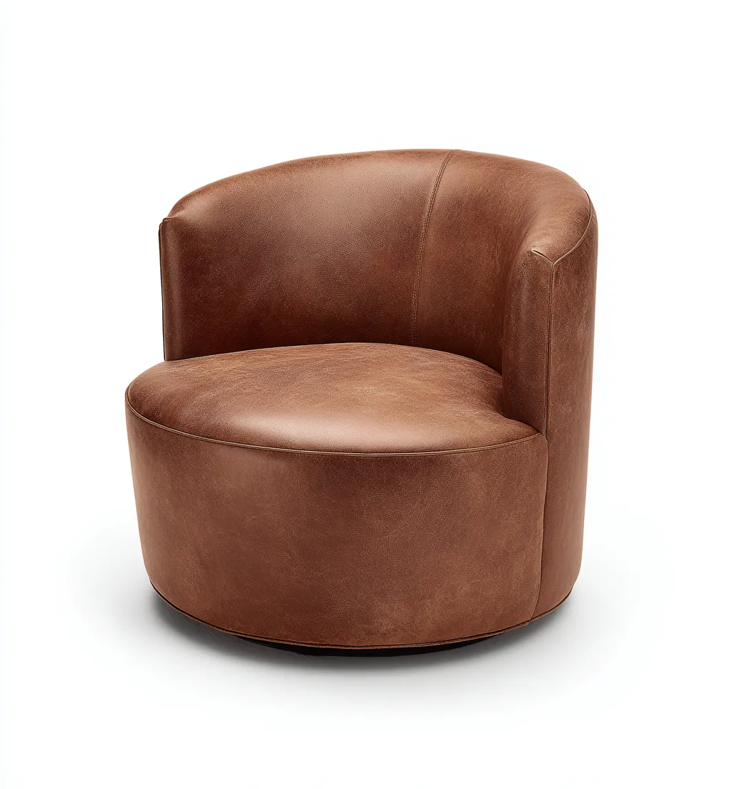 Fauteuil en cuir véritable 85x80x75 cm - marron - design contemporain-Dwellingora