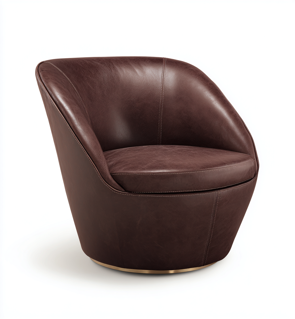 Fauteuil en cuir véritable 84x78x76 cm - brun foncé - design moderne pivotant-Dwellingora